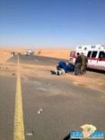 لحادث مروري على طريق الجوف السريع ( فيديو )#”;الإسعاف الطائر”; ينقل حالتين